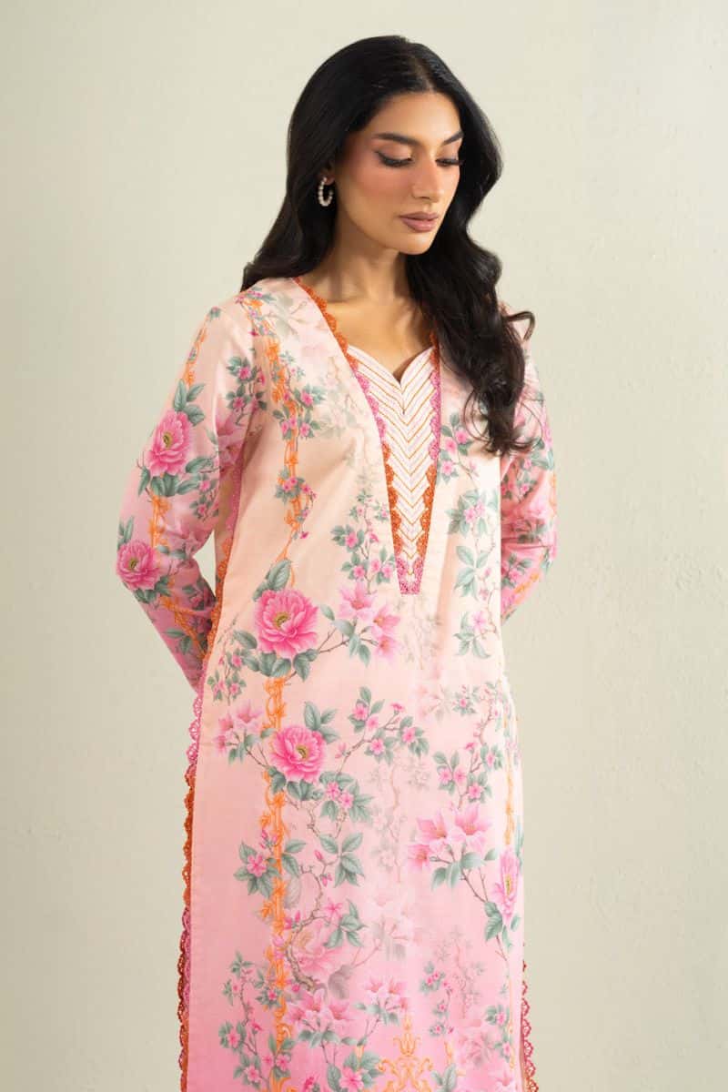 Pink Printed Cambric 1 Piece Unstitched Shirt - alternate view