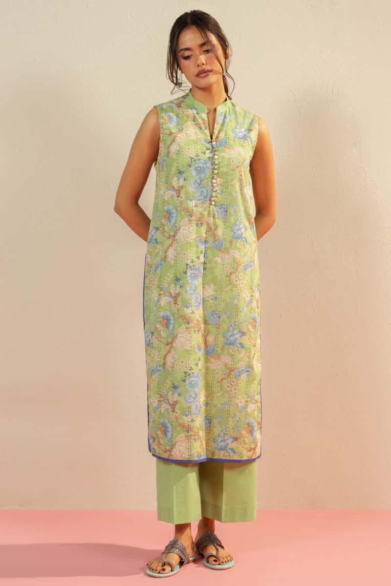 Green Printed Cambric 1 Piece Unstitched Shirt