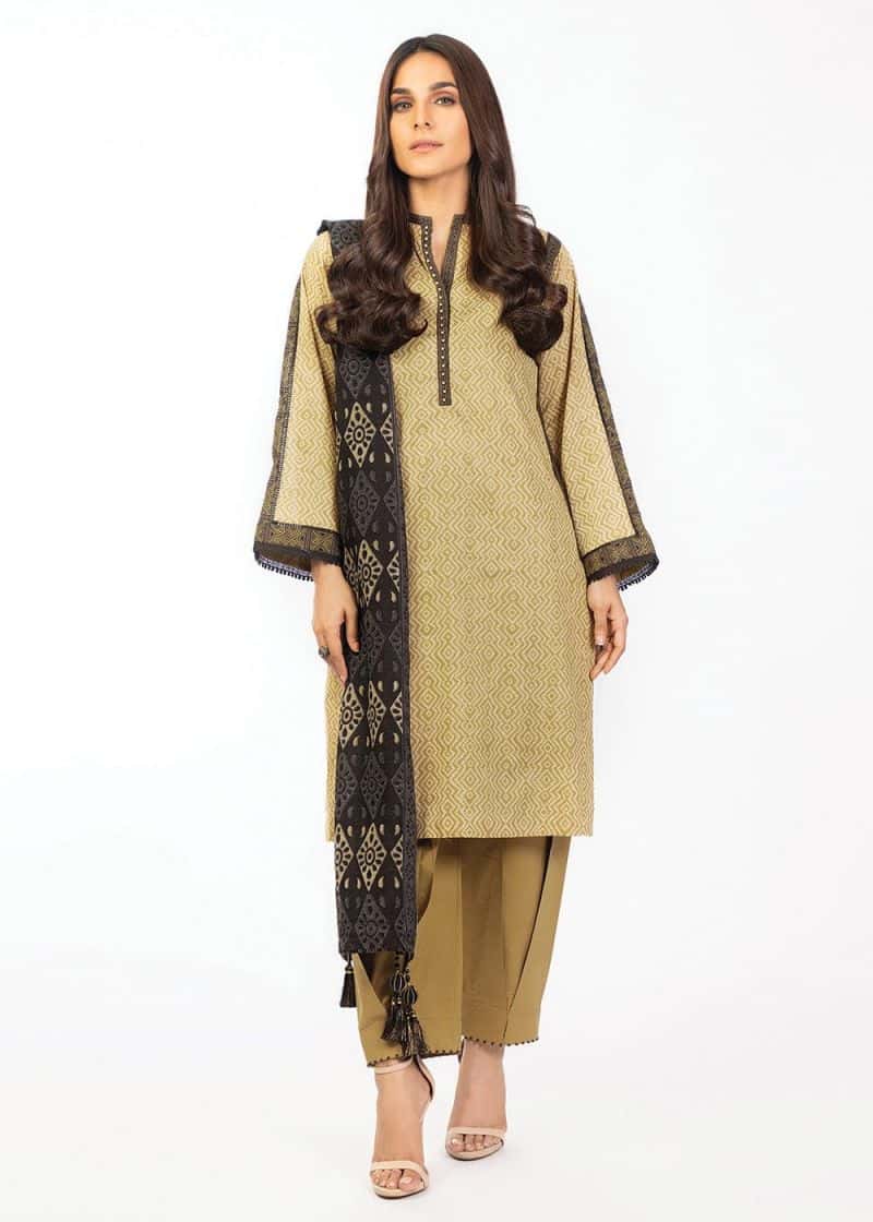 Olive Green Printed Lawn 2 Piece Dupatta