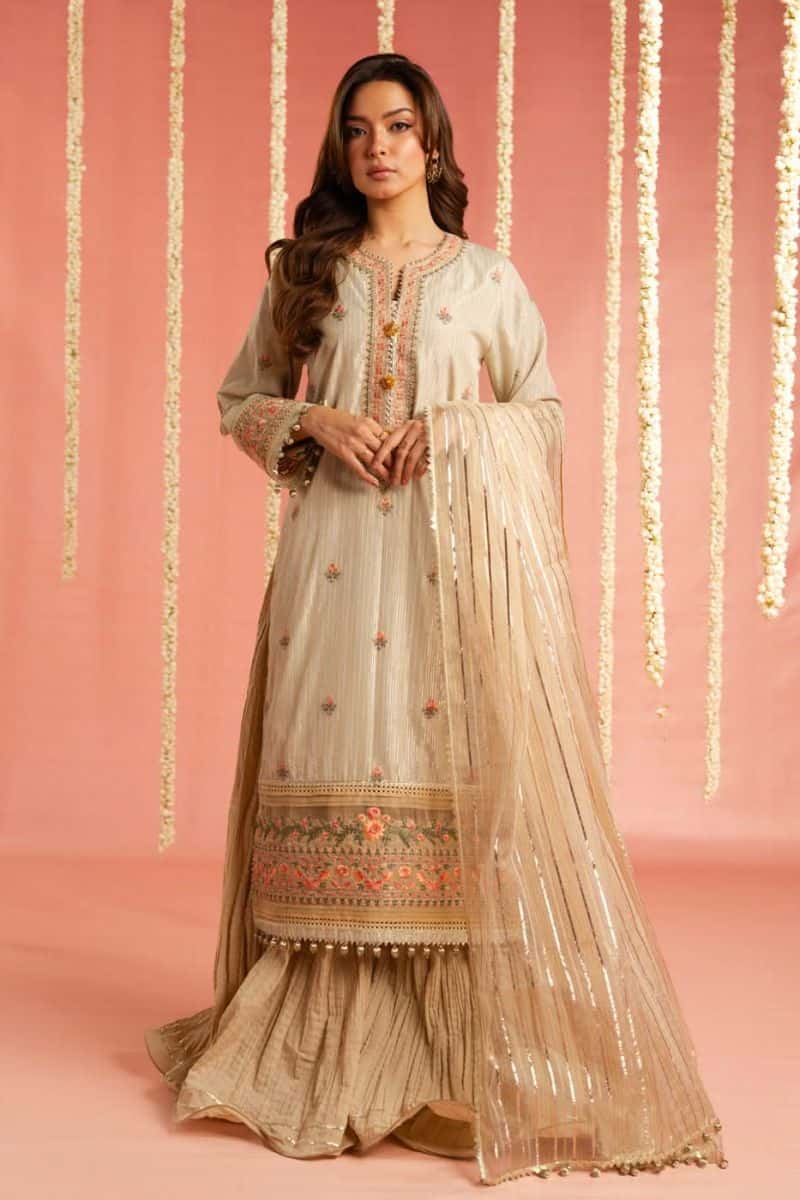 Sage Embroidered Lurex Jacquard 3 Piece Unstitched Suit
